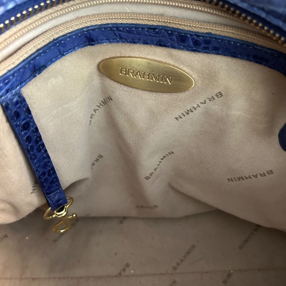 Brahmin Elegant Ltd Edition Retired Light Blue Tramer Glossy Hand Woven Leather - Picture 7 of 8